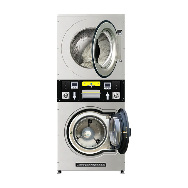 12KG 16KG 22KG Laundromat Commercial Laundry Equipment Coin Operated Stacked Washing Machine and Dry